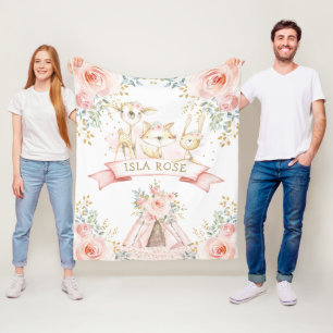 Blommigten för Rosa av trädland Boho Flicka Nurse Fleecefilt