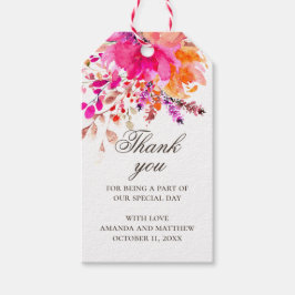 Blommigten för rosa av vattenfärg tackar dig. Eleg Presentetikett