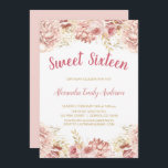 Blommigten för  Rosa i ro Guld Sweet sixteen Inbjudningar<br><div class="desc">Ro Guld,   Rosa och Rosor Sweet sixteen Guld. Den här inbjudan är perfekt för en modern och Elegant Sweet 16-Födelsedagsfest som tittar att fira i Pastel Ro Flowers. Kontakta designern om du vill ha fler matchande objekt.</div>
