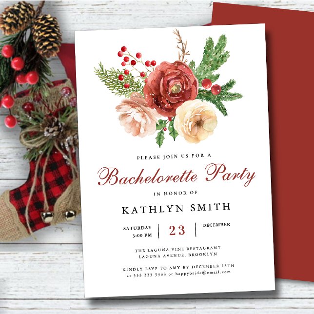 Blommigten för  Rosa med vattenfärg Bachelorette P Inbjudningar (Skapare uppladdad)