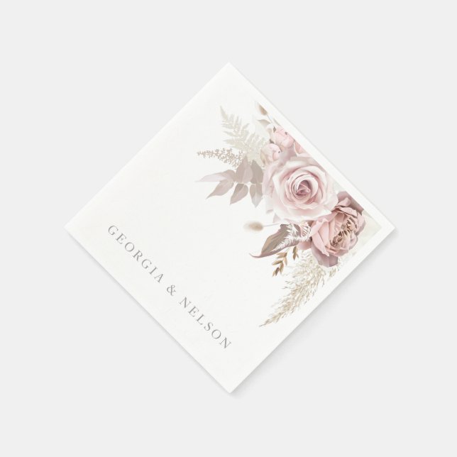 Blommigten för  Rosa Modern Bröllop Pappersservett (Hörn)