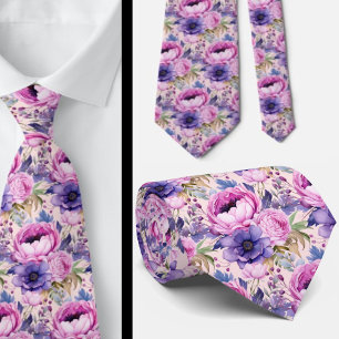 Blommigten för Rosa och Lila Violetta Flowers Slips