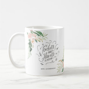 blommigten för rosa tack vare din lärargåva kaffemugg