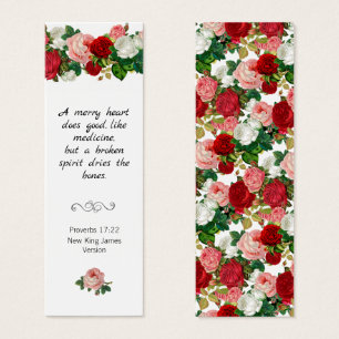 Blommigten för skriptbibelcitat - Rosy Bookmark Litet Visitkort