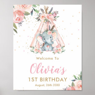 Blommigten för stamdjurens Rosa Elephant 1:a födel Poster