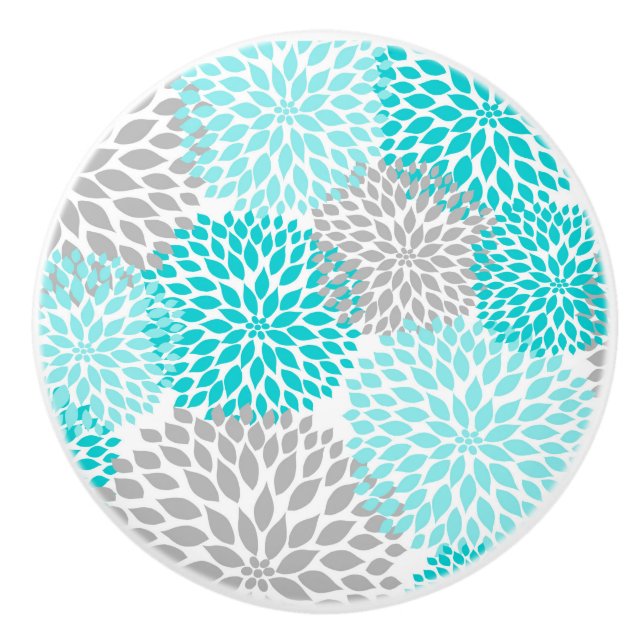 Blommigten för turkosgrå färgDahlias blomstrar Knopp (Framsidan)