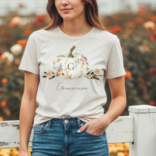 Blommigten för vacker vattenfärg Pumpkin Monogram T Shirt