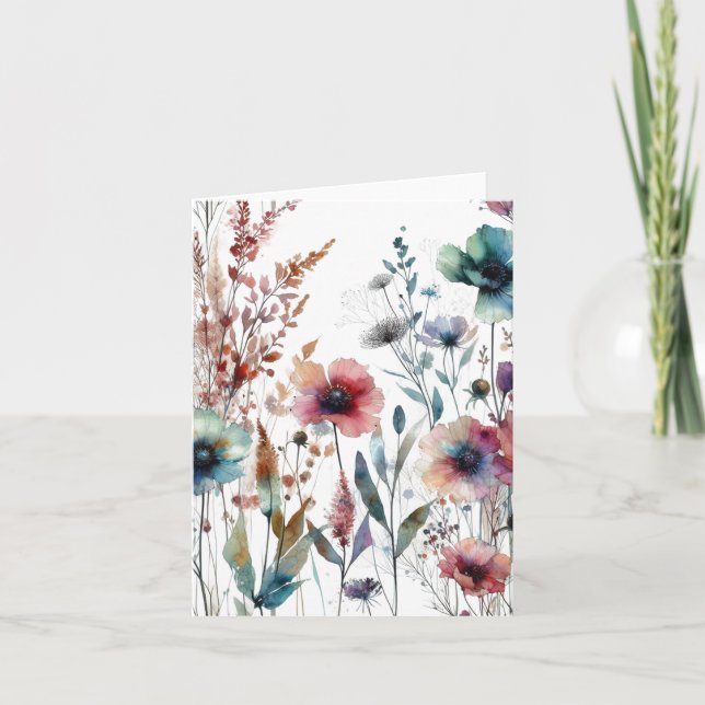 Blommigten  för vattenfärg i Alkohol Bläck tom Anteckningskort (Framsida)