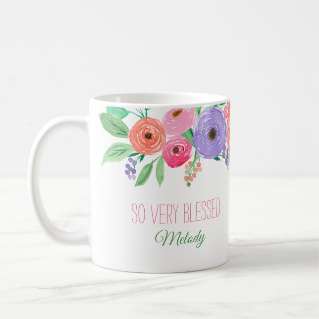 Blommigten  för vattenfärg i vår, Anpassningsbar m Kaffemugg (Vänster)