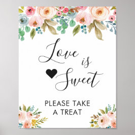 Blommigten för vattenfärgen Chic Kärlek är Sweet Poster