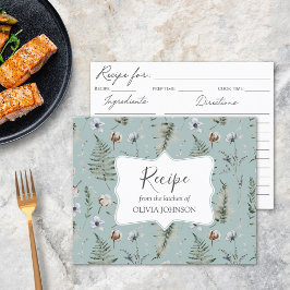 Blommigten Forest Flower Löv botaniskt receptkort