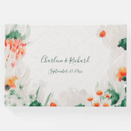 Blommigten Forest Grönt Rustic Orange White Gästböcker