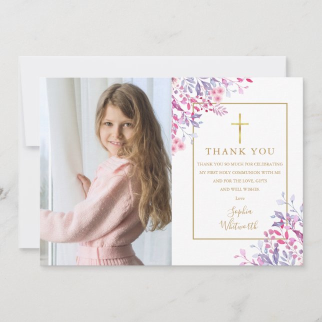 Blommigten Foto av Communion Wildblommor första He Tack Kort (Framsida)