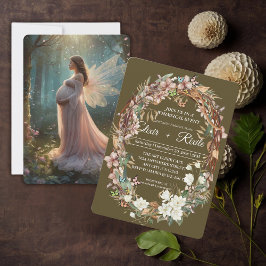 Blommigten Fotobabyskor för Whimsical Woodland Inbjudningar