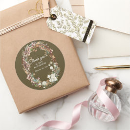 Blommigten Fotobabyskor för Whimsical Woodland Runt Klistermärke