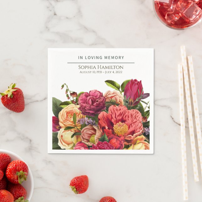 Blommigten Funeral Memorial för ljusfärgsfärg Pappersservett (Insitu)