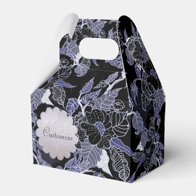Blommigten Gable-favoritruta för elegant Blue & Gr Presentaskar (Framsidan Sidan)