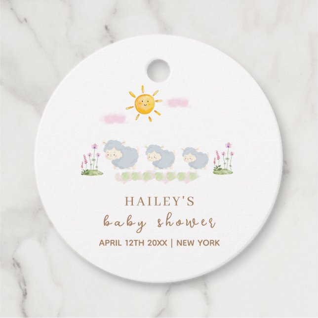 Blommigten Garden Baby Shower för Cute Family Shee Gåvor Etiketter (Framsida)
