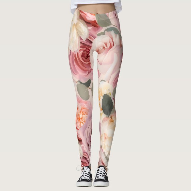 Blommigten Garden Flowers Shabby chic Ro Leggings (Framsida)