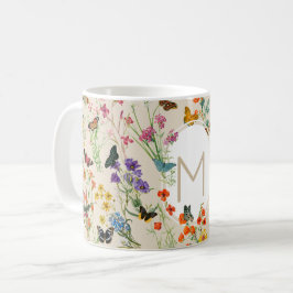 Blommigten Garden för vilda blommor och fjärilar Kaffemugg