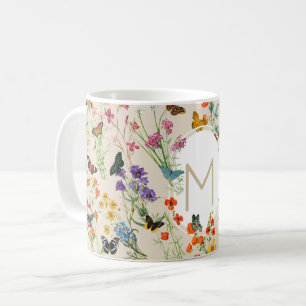 Blommigten Garden för vilda blommor och fjärilar Kaffemugg