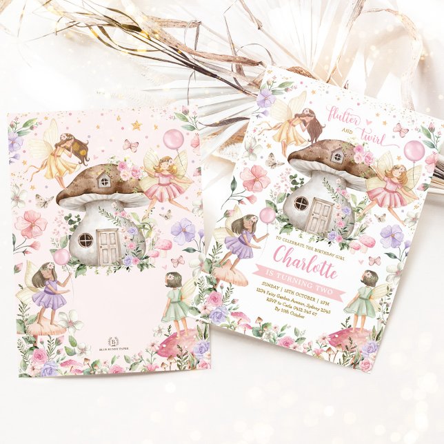 Blommigten Garden Girl Birthday Inbjudningar (Skapare uppladdad)