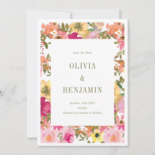 Blommigten Garden Photo Vår Spara Datumet (Framsida)