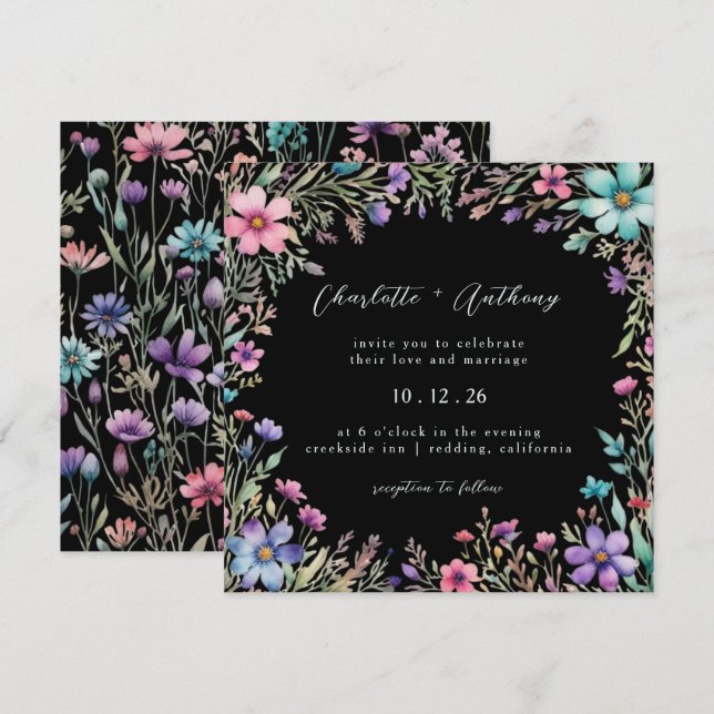 Blommigten Garden Wedding Inbjudningar (Fram/baksida)