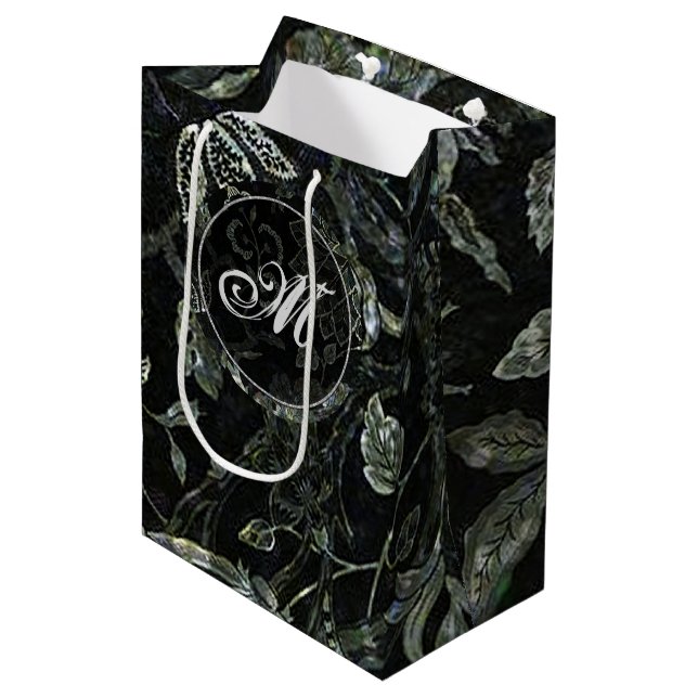 Blommigten GIft Bag för Monogram Black & White-Vin (Framsidan Vinklad)