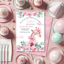 Blommigten Giraffe Ribbon Girl Birthday