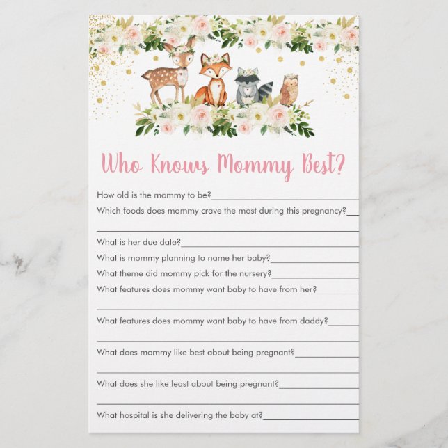 Blommigten Girl Woodland som känner Mamma Best Gam (Framsida)