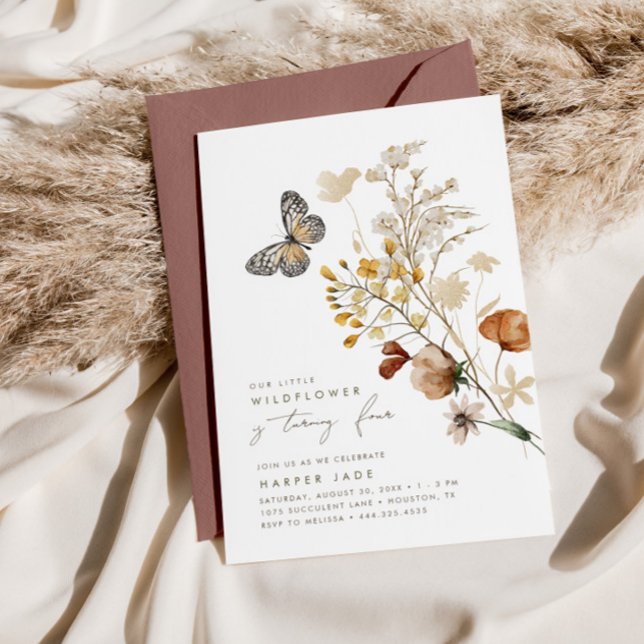 Blommigten Girls Birthday Inbjudningar (Skapare uppladdad)