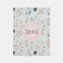 Blommigten Girls Cute Pastel Skriv ut botaniska ba