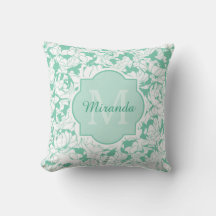 Blommigten Girly Monogram med Namn i modern Mint-G