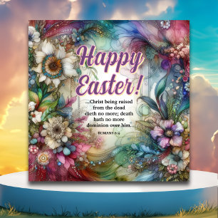 Blommigten glad påsk, bibel, vattenfärg, vattenfär julkort