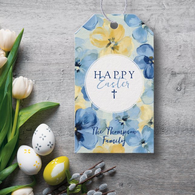 Blommigten Glad påsk Religiösa Kor Namn Presentetikett (Skapare uppladdad)