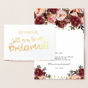 Blommigten Gold Foil kommer att bli mitt bridesmai Folierat Kort