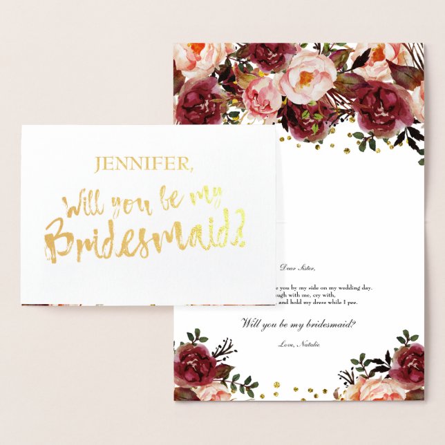 Blommigten Gold Foil kommer att bli mitt bridesmai Folierat Kort (Display)