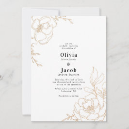 Blommigten Golden Blommar Bröllop Design Inbjudningar