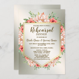 Blommigten Golden för Party Peach Orange Inbjudningar