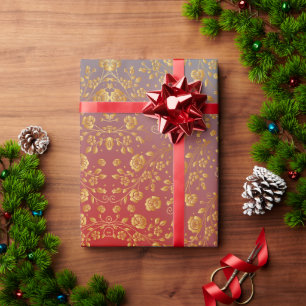 Blommigten Golden Ro med Red & Blue Gradient Gift Presentpapper