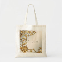 Blommigten Golden Vågigt Löv Tote Bag