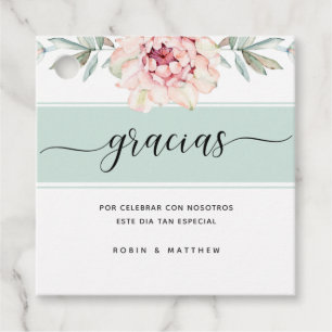 Blommigten Gracias, Mint och Peach Elegance Gåvor Etiketter