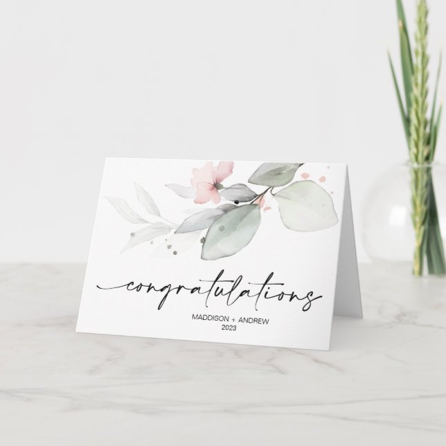 Blommigten grattis Bröllop Förlovning Gift Kort (Framsida)