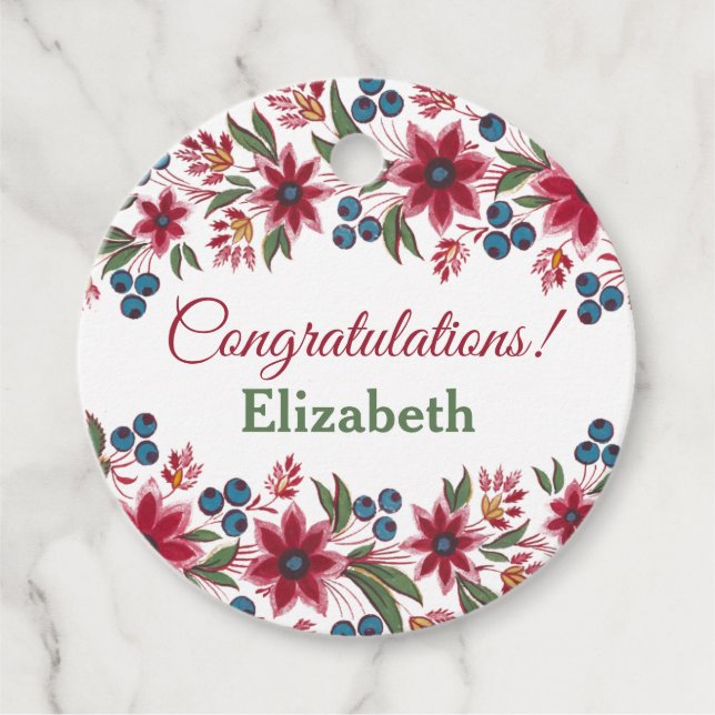 Blommigten grattisar - återställ gåvor etiketter (Framsida)