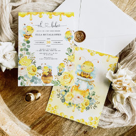 Blommigten Greenery Baby Shower för Gulten Cute Ho Inbjudningar