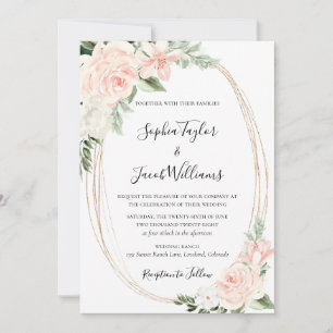 Blommigten Greenery Bröllop vid Rosa Guld Inbjudningar