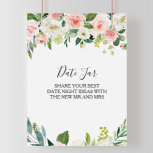 Blommigten Greenery Elegant datum Burk-tecken Poster