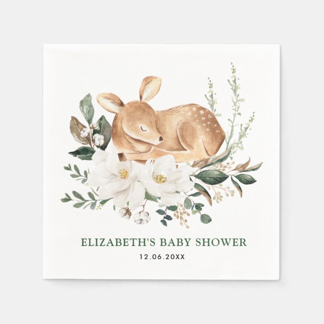 Blommigten Greenery Fawn ( Greenery Fawn Hjort i v Pappersservett (Framsidan)