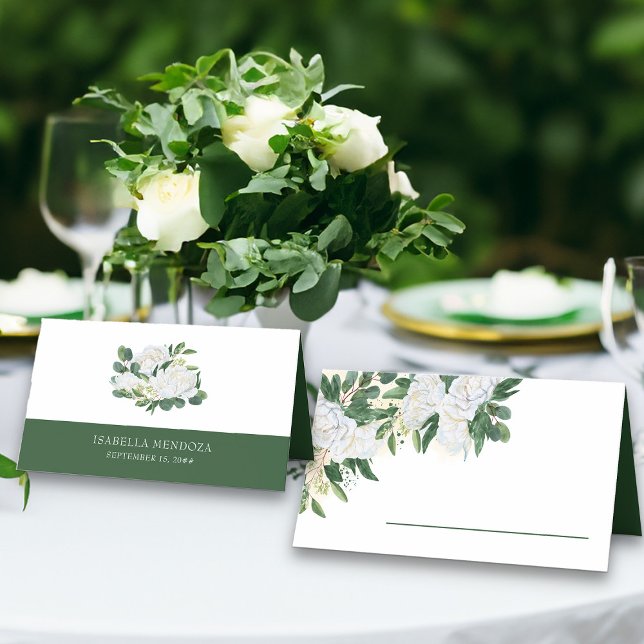Blommigten Grey och White Peony Ro Placeringskort (Place cards from my Emerald Greenery & White Peony collection)